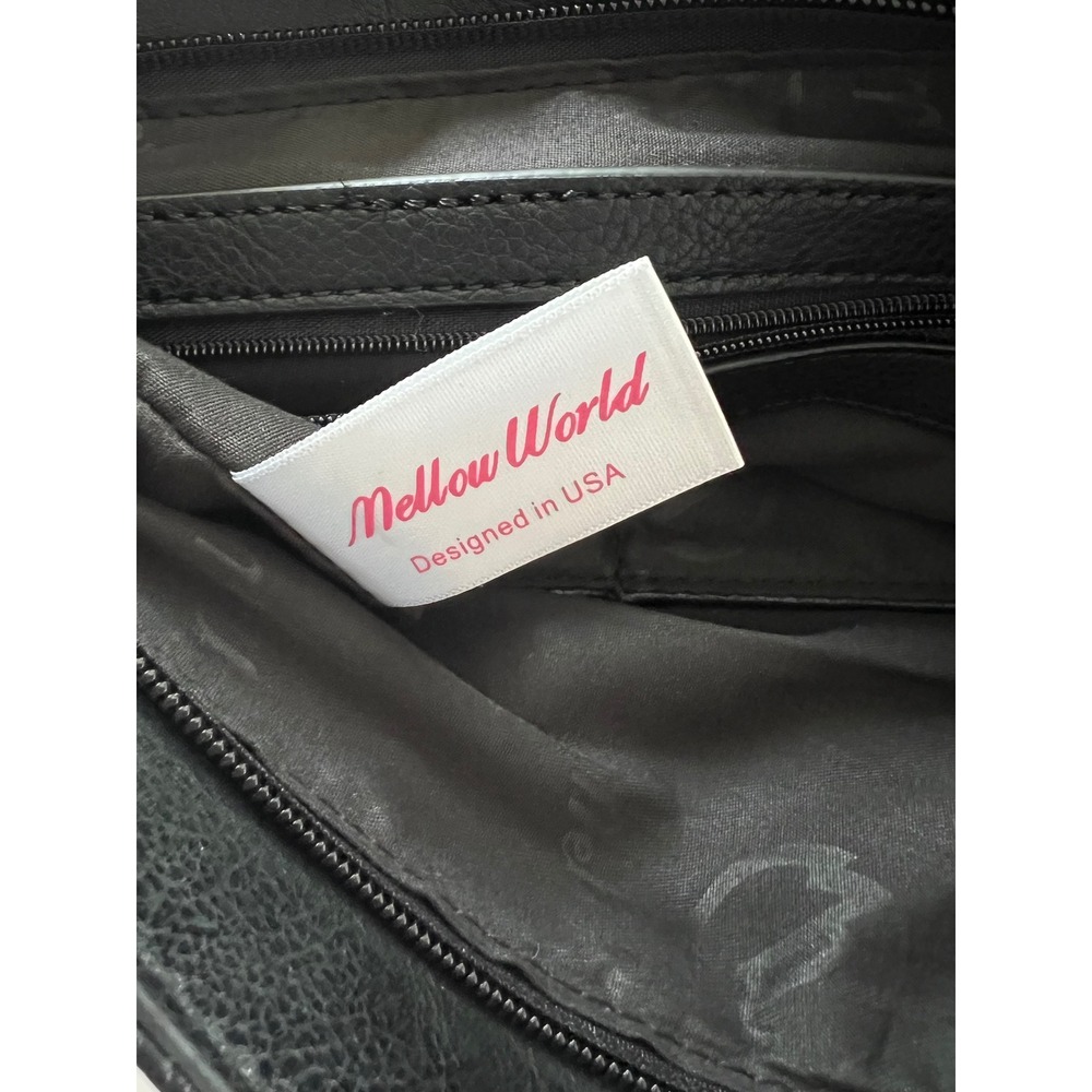 Mellow World Black Vegan Leather Crossbody Bag Woven Texture Gold Hardware NWT - Picture 4 of 14